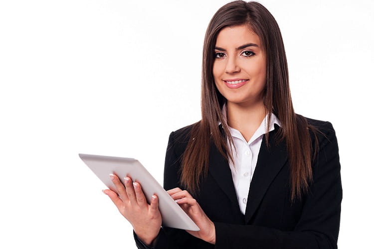 happy-businesswoman-using-digital-tablet-min
